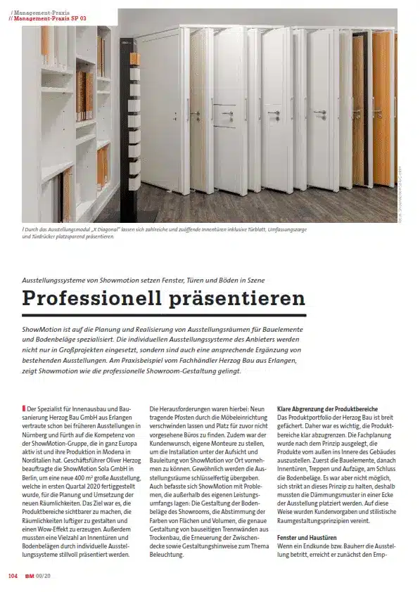 BM 2020 Showmotion Fachzeitschrift Titelbild Bericht Ausstellungsmodule