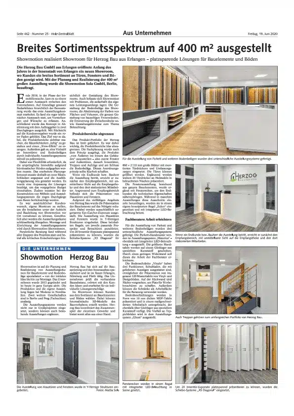 Holz Zentralblatt Magazin, Ausgabe 2020.