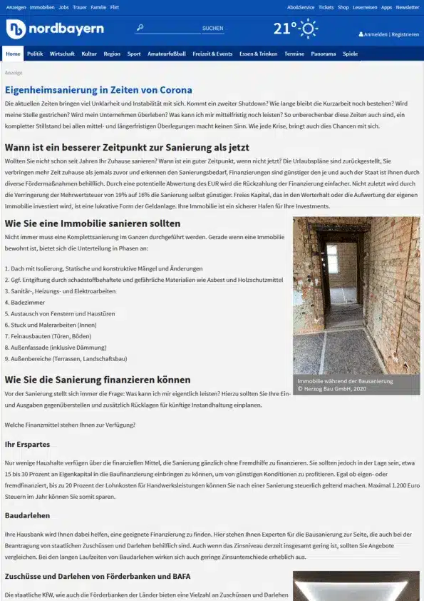 Nordbayerische Sanierung in Krise, Image von Herzog Bau GmbH Sanierung